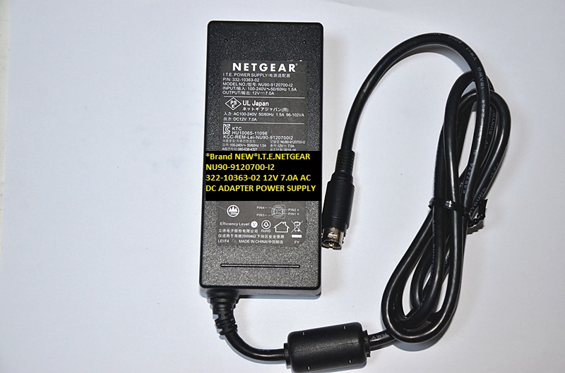 *Brand NEW*12V 7.0A I.T.E.NETGEAR 322-10363-02 NU90-9120700-I2 AC DC ADAPTER POWER SUPPLY